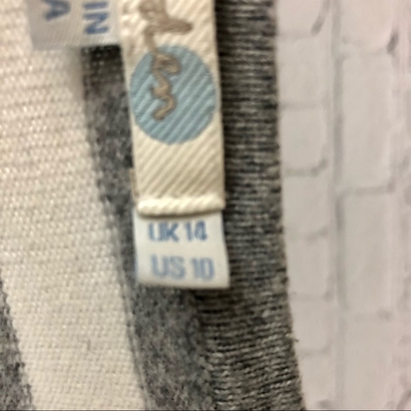 Boden gray and white cotton/cashmere blend dress with stripes/geometric shapes - Picture 10 of 14